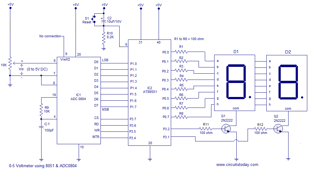 voltmeter using 8051