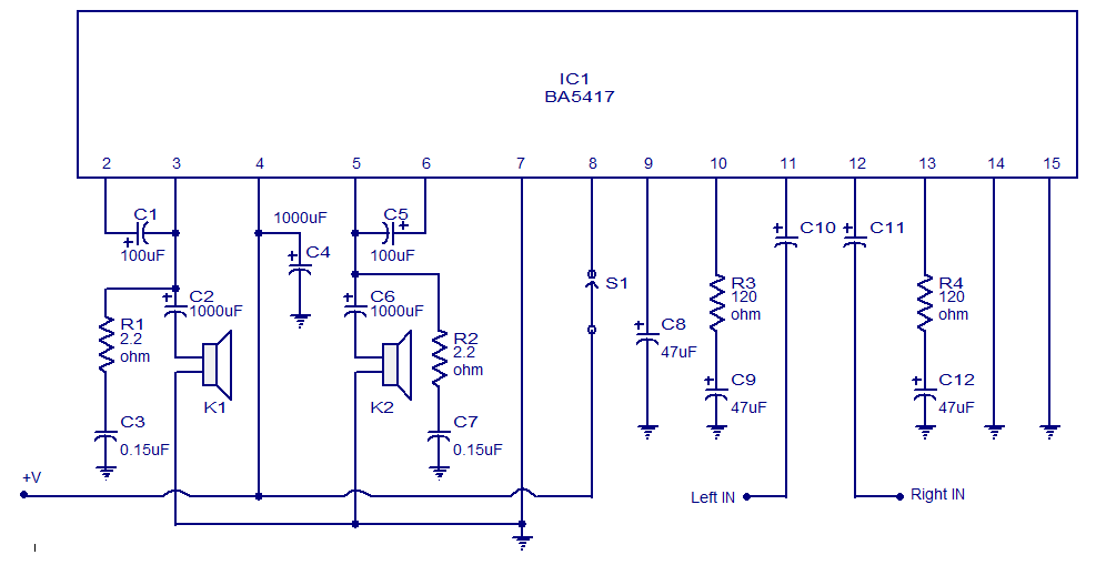 stereo amplifier circuit BA5417