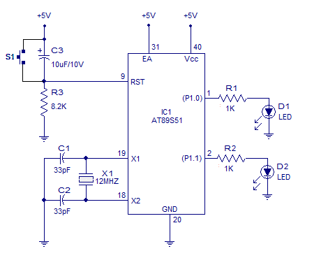 blinking 2 led alternatively 8051